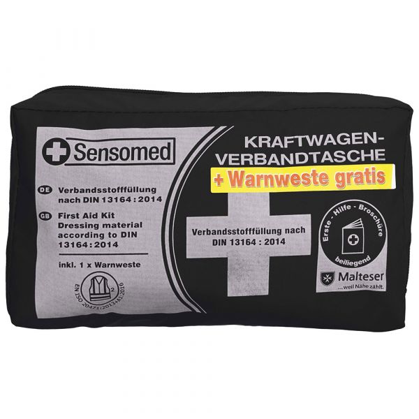 Sensomed KFZ-Verbandtasche, Schwarz - 43tlg.inkl. Warnweste