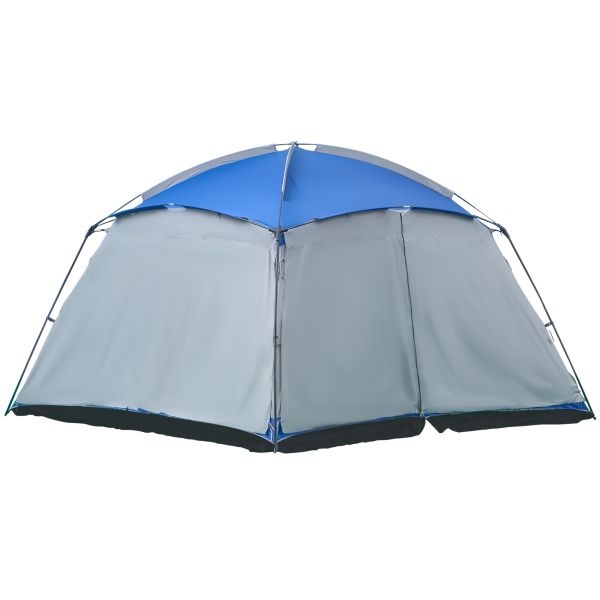 Camping Zelt 8 Personen Zelt Familienzelt 2 Fenster Glasfaser Blau
