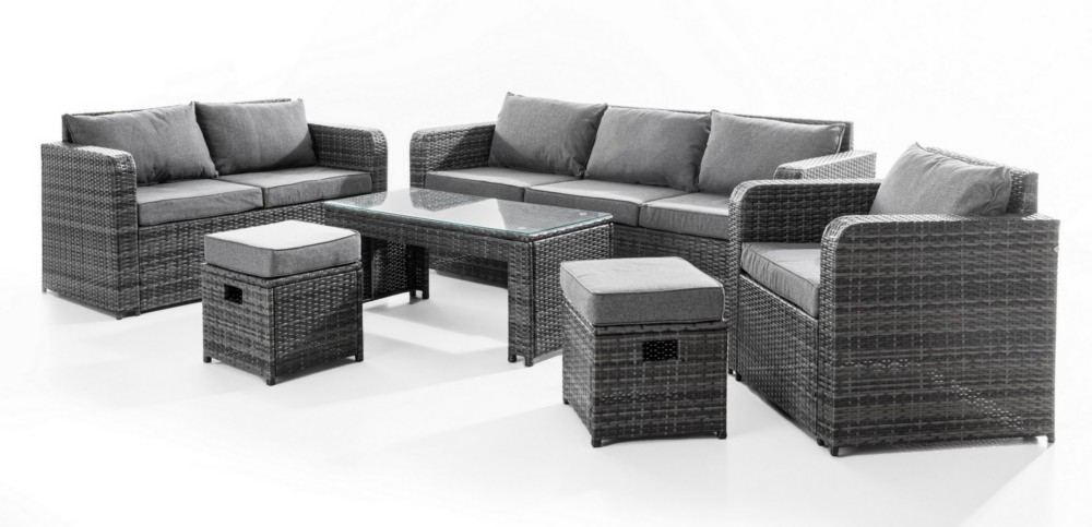 inkl. Hocker 6-teilig Lounge-Set Freizeit | Sitz- und & Garten Norma24 HC Rückenkissen mit