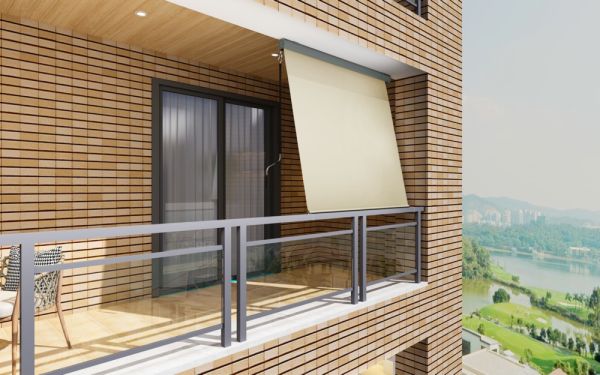 Alu-Sonnenrollo Balkonmarkise Sichtschutz, , ca. 200 x 300 cm - Creme