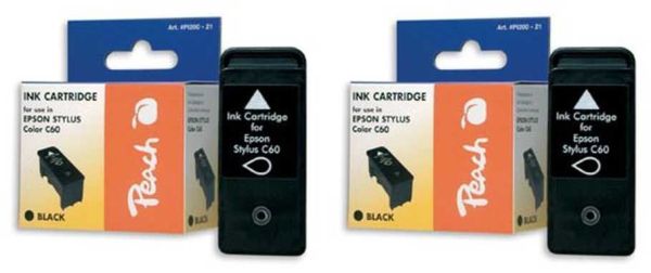 Peach Doppelpack Tintenpatronen schwarz kompatibel zu Epson T028