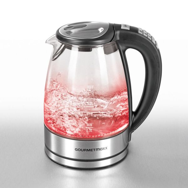 GOURMETmaxx Glas-Wasserkocher mit LED/Temperaturauswahl