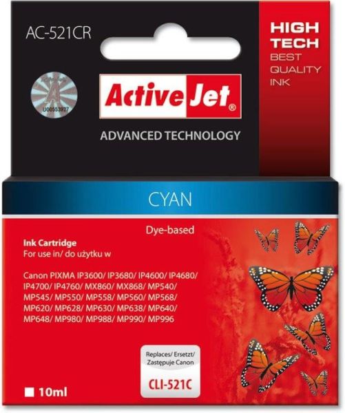 TIN ACTIVEJET AC-521CR Refill für Canon CLI-521C cyan