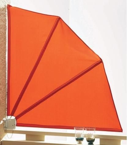 Grasekamp Balkonfächer 120 x 120 cm Orange mit Wandhalterung Trennwand Sichtschutz