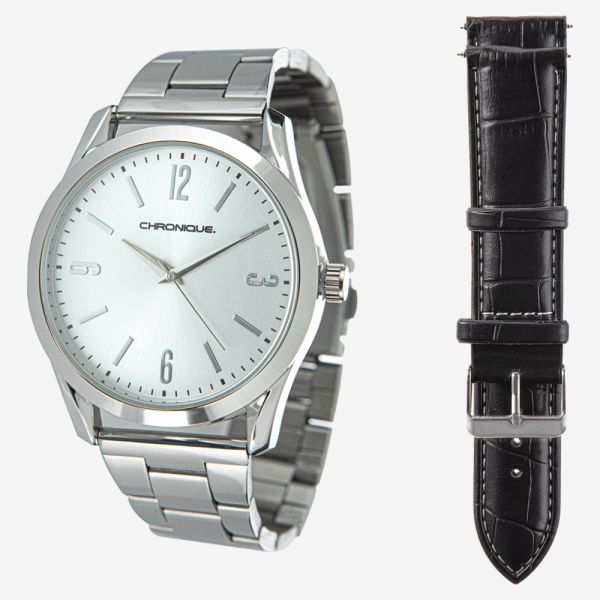 Chronique Herren-Armbanduhr mit Wechselarmband - Silber