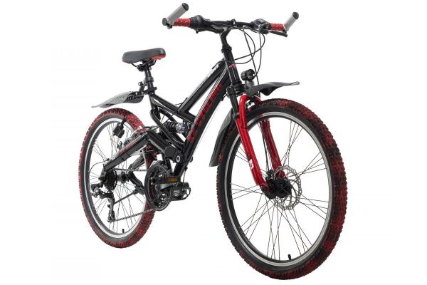 KS cycling Kinder-Mountainbike ATB Fully 24'' Crusher schwarz-rot RH 42 cm