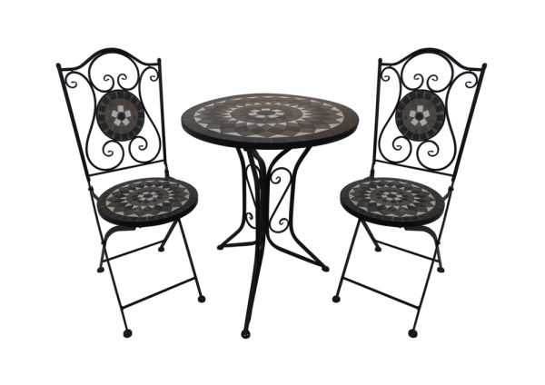 HC Freizeit & Garten Mosaik 3 tlg mit Tisch Ø 60 cm & 2 Stühlen ORIENT mehrfarbig