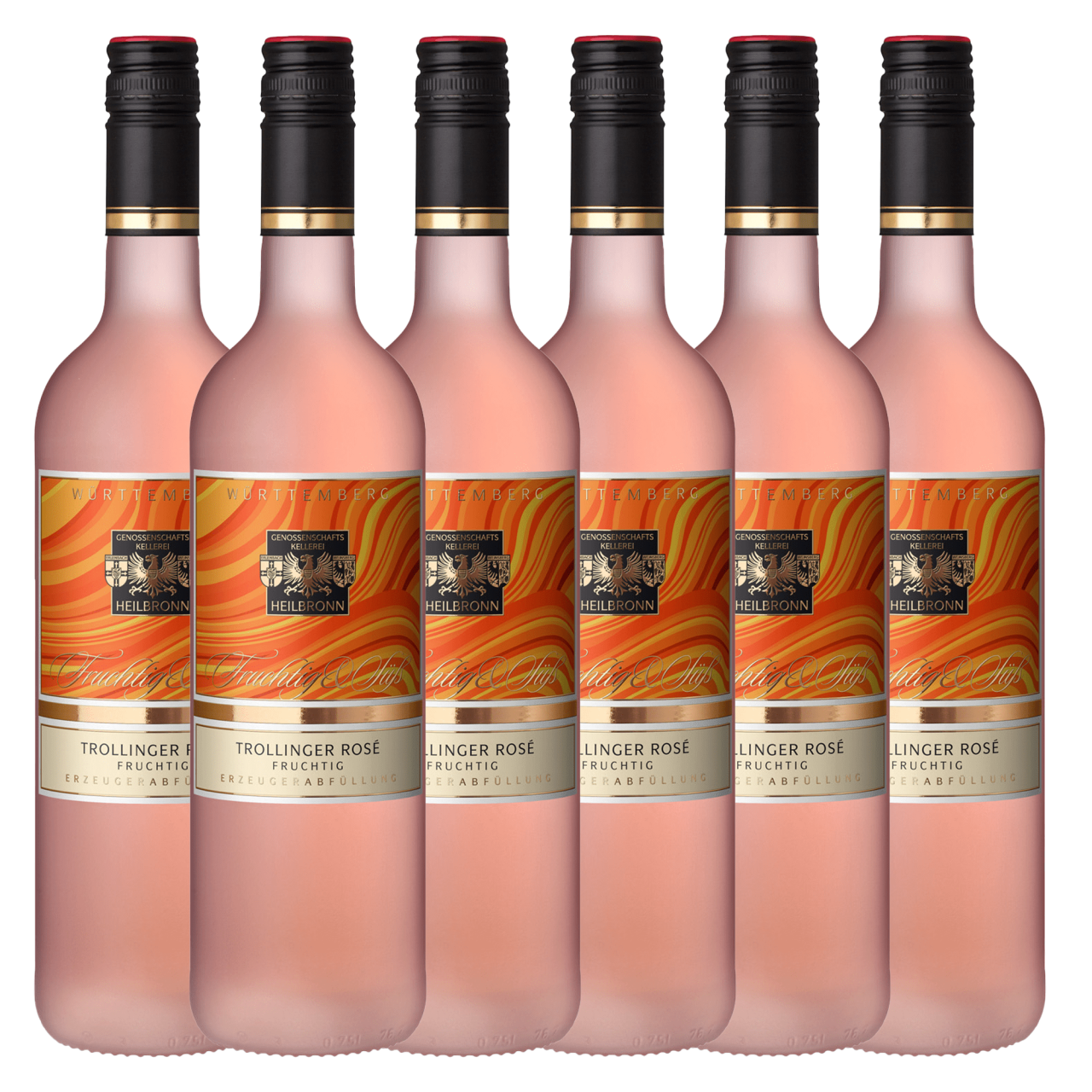 Heilbronner Trollinger Rosé Qualitätswein fruchtig & süß 6er Karton 0,75L Württembergische WZG Norma24 DE