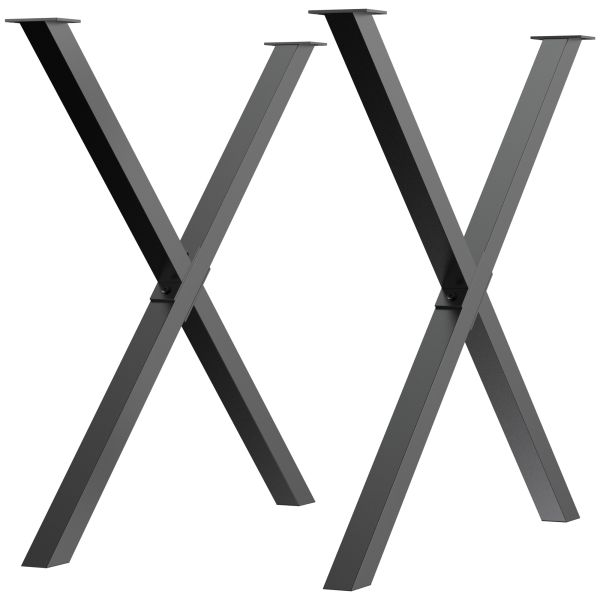 2 Stück Stahl Tischbeine Tischfüße 72 cm Tischgestell in X-Form Schwarz