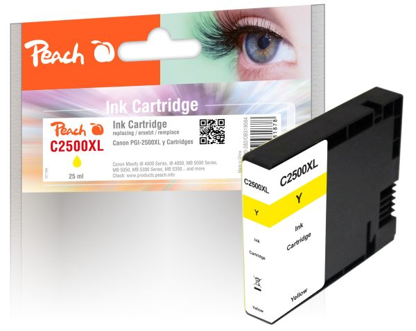 Peach XL-Tintenpatrone gelb mit Chip kompatibel zu Canon PGI-2500, PGI-2500Y XL