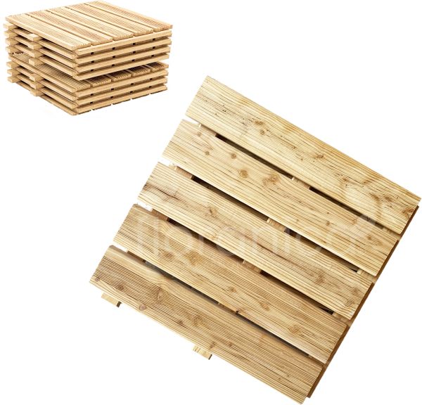 Floranica Holzterrassenplatten 1 Stück 50x50 cm Imprägniertes Lärchenholz Natur Boden für die Sauna
