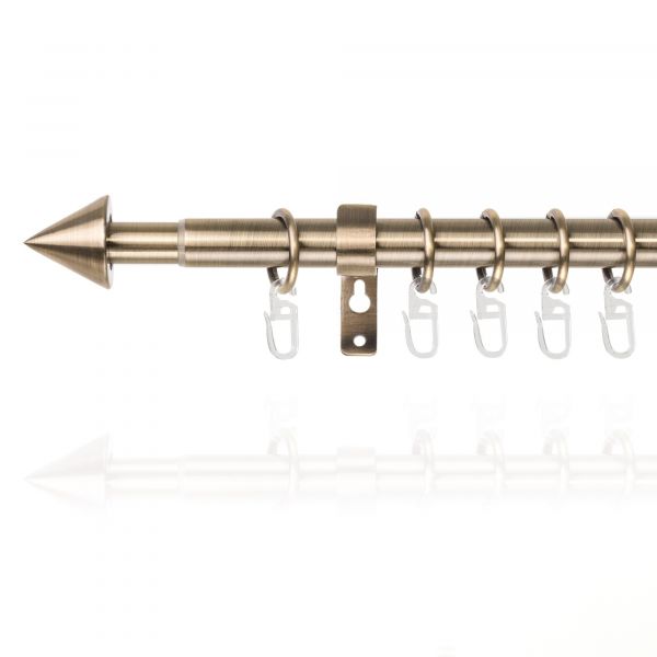 Lichtblick Gardinenstange Kegel, 20 mm, ausziehbar 120 - 230 cm - Messing Antik