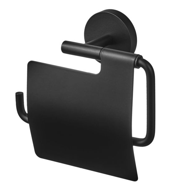 AMARE Luxus WC-Rollenhalter mit Deckel - Edelsthal Schwarz, 5,4 x 14,4 x 14,5 cm