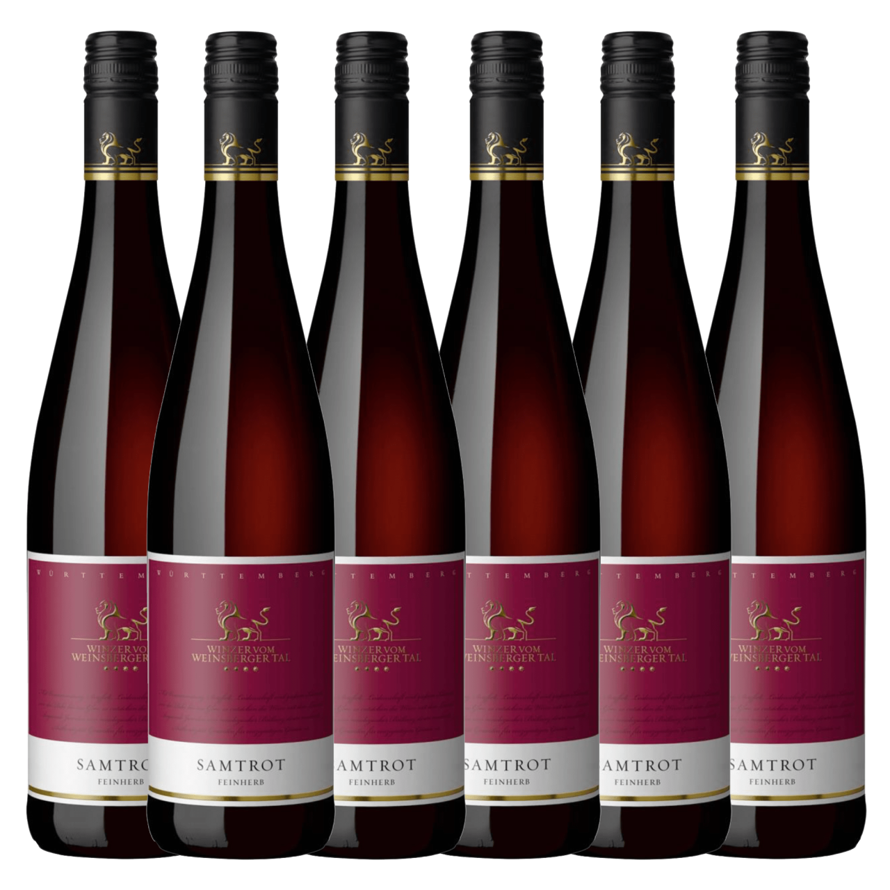 Winzer vom Weinsberger Tal Samtrot Qualitätswein feinherb 0,75 l 6er Karton Württembergische WZG Norma24 DE