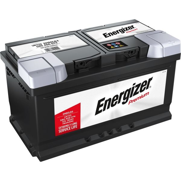 Energizer Premium 580406074I172 Autobatterien, EM80-LB4, 12 V 80 Ah 740 A