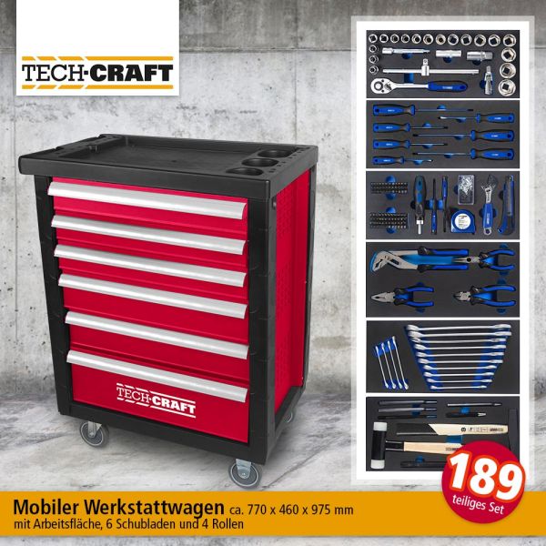 DETAIL Tech Craft Werkstattwagen 189-tlg.