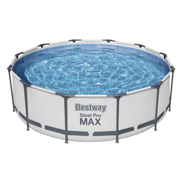 Steel Pro MAX™ Frame Pool Set mit Filterpumpe + Verdeck Ø 366 x 100 cm, lichtgrau, rund