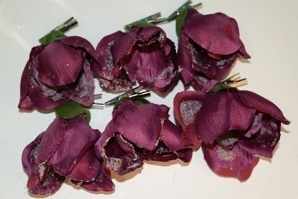 6er Set Magnolie gefrostet mit Clip Bordeaux