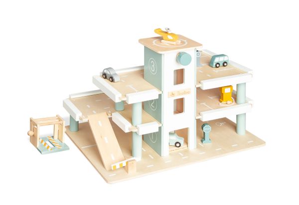 Pinolino Parkhaus mit Zubehör Holzspielzeug Kinderparkhaus