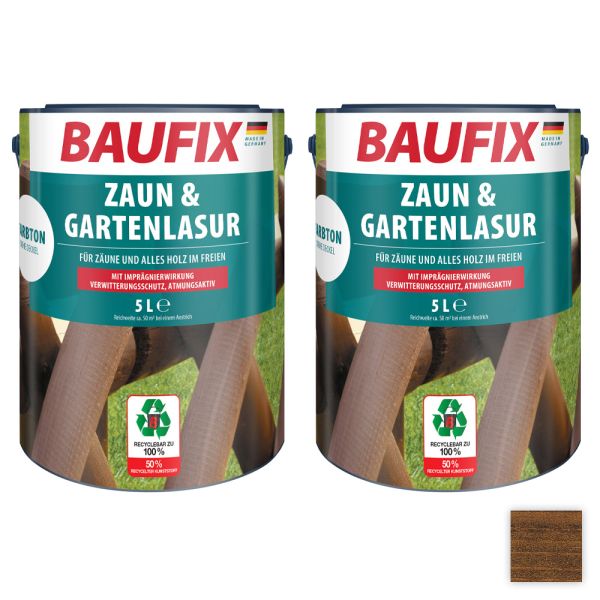 Baufix Zaun- und Gartenlasur, Dunkelbraun - 2er-Set
