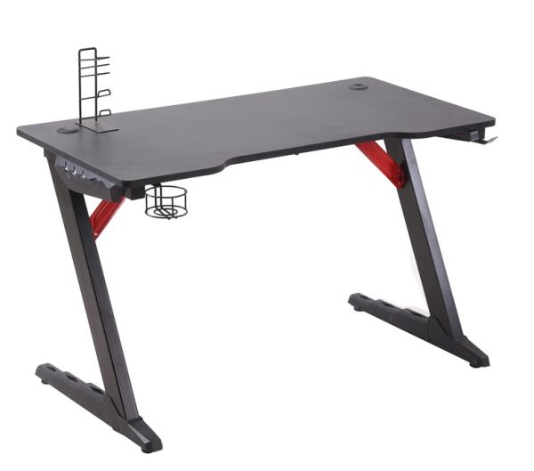 HOMCOM Gaming-Tisch Spieltisch Schreibtisch MDF Metall ABS Schwarz 120 x 60 x 73 cm