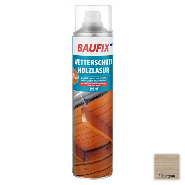 Baufix Wetterschutz-Holzlasur-Spray - Silbergrau 6er Set