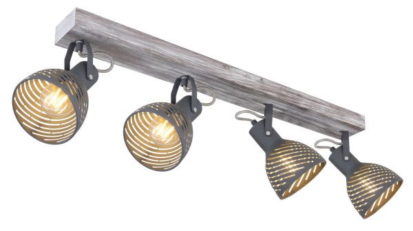Globo Lighting - MORI - Strahler Holz antik weiß getüncht, 4x E27