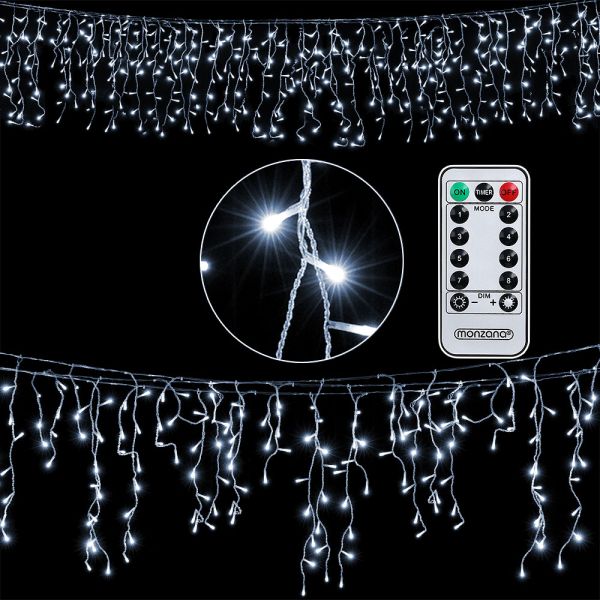 Weihnachtslichterkette Regenkette 400 LED inkl Fernbedienung 15m weiß