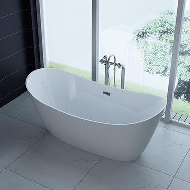PureHaven freistehende Luxus Acryl-Badewanne 170x80cm elegant inkl. Siphon und Überlaufschutz leicht
