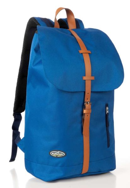 City Survival Rucksack mit Regenschutzhülle - Blau/Braun