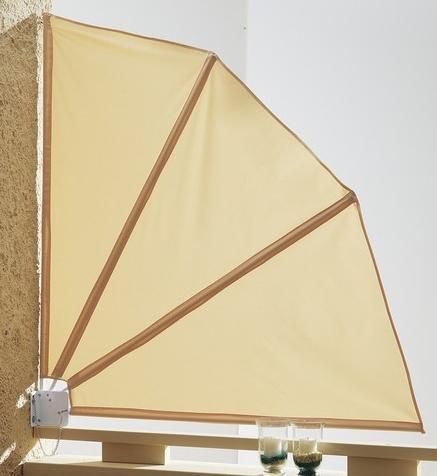 Grasekamp Balkonfächer 120 x 120 cm Sand mit Wandhalterung Trennwand Sichtschutz