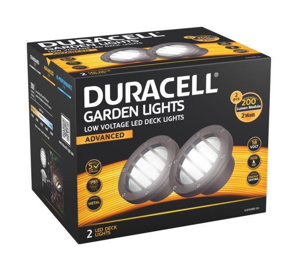 Duracell LED Niedervolt Decklicht/Bodenstrahler  2er Set, braun matt