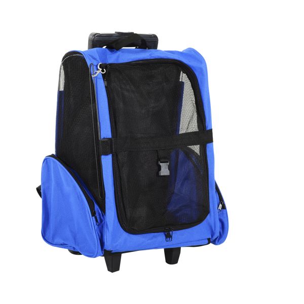 PawHut Hundetrolley Transporttasche Tragetasche 2-in-1 Haustierrucksack Blau