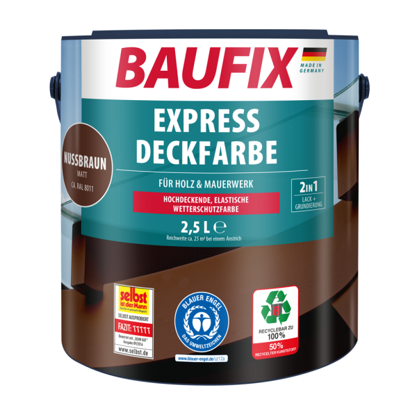 BAUFIX 2in1 Express Deckfarbe 2,5 L nussbraun