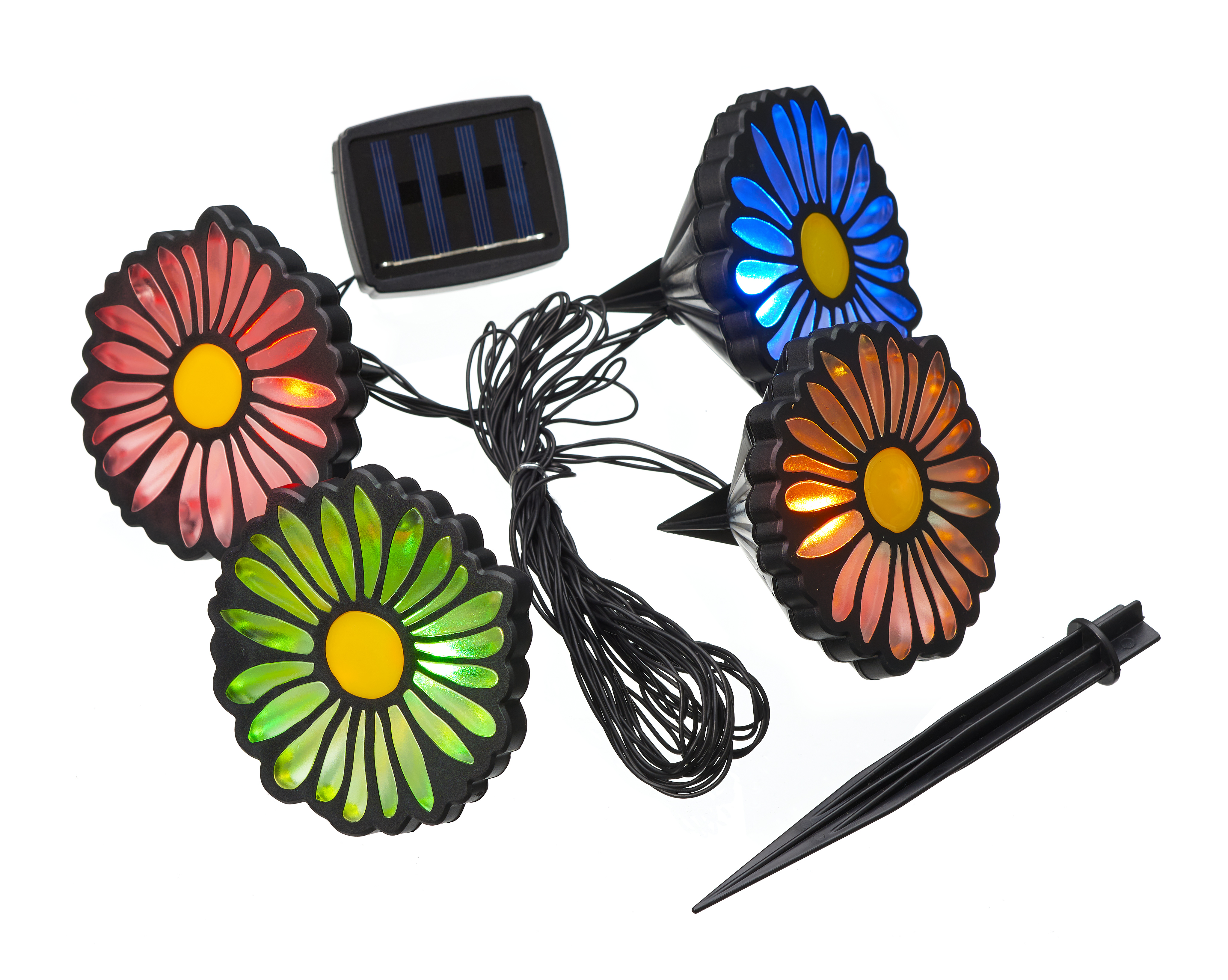 IC Gardenworld LED-Solar-Blumen, Farbwechsel - 4er-Set