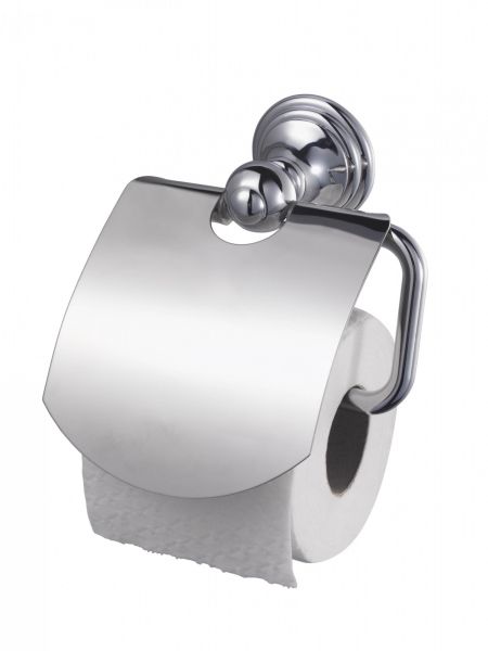 Badkomfort WC-Rollenhalter, Toilettenpapierhalter mit Klappe, verchromt | Norma24 Edelstahl