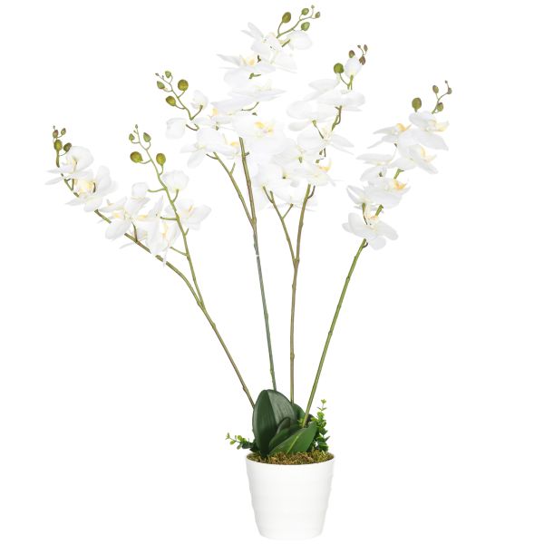 HOMCOM Künstliche Pflanze, Künstliche Orchidee, Kunstpflanze Kunstblumen im Topf
