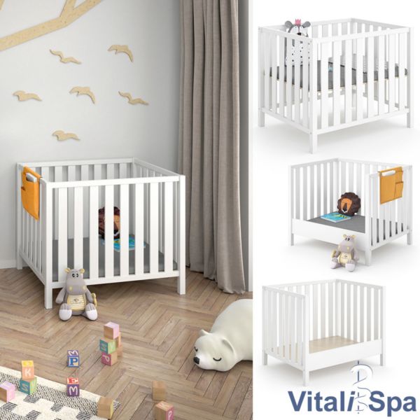VitaliSpa® Vitalispa 2in1 Laufgitter Marie Weiß Laufstall Baby Krabbelgitter Holz 80x100cm